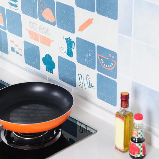 Adesivo per piastrelle Decalcomania autoadesiva impermeabile in PVC resistente alle alte temperature antiolio per fornelli da cucina