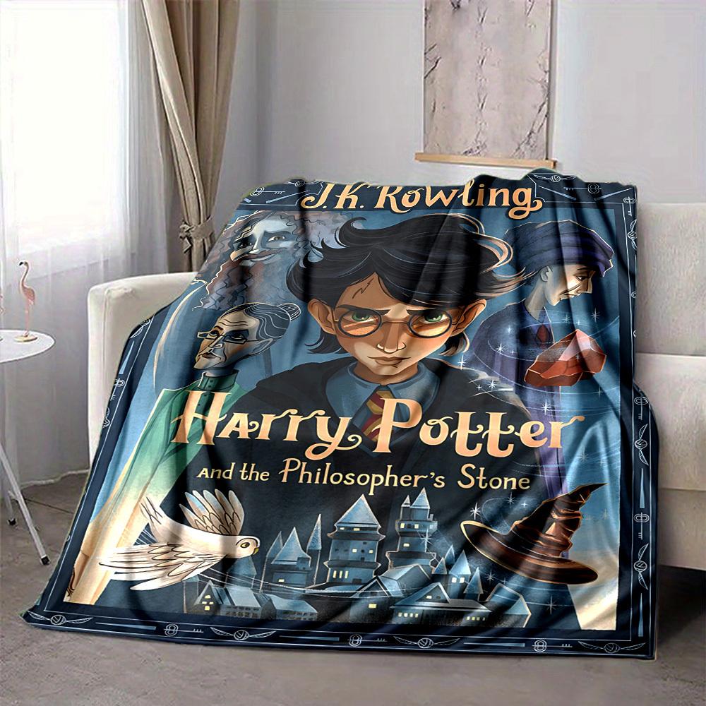 1pc Harry Potter Flannel Throw Blanket - HD Printed Lightweight Soft Warm All-Season Blanket for Sofa, Bed, Travel, Camping 023