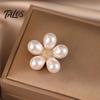 Alloy Brooch Pin 2Pcs Faux Pearl Flower Brooch, Retro Floral Anti-Exposure Neckline Pin, Decorative Women Jewelry Accessories for Suit Dress
