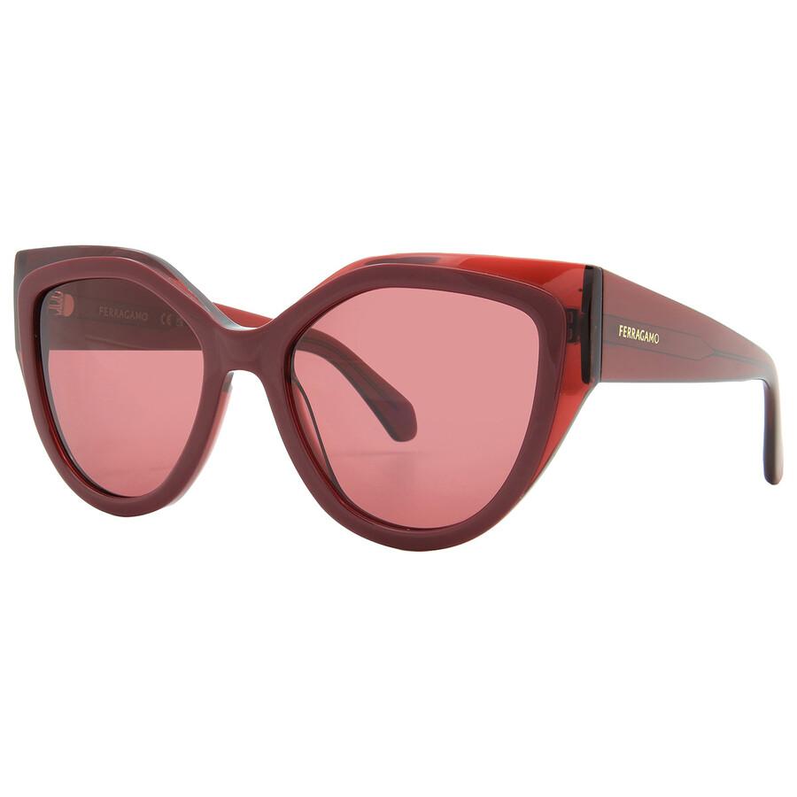 Ferragamo Burgunder Katzenaugen Damen Sonnenbrille Sf2004s 618 53