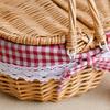 Panier en osier Longue durée Ovale Tissé à la main avec couvercle Naturel