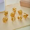 Vintage Stainless Steel Starfish Leaf Daisy Flower Wide Finger Rings For Women Men Punk Bone Honeycomb Irregular Ring Jewelry