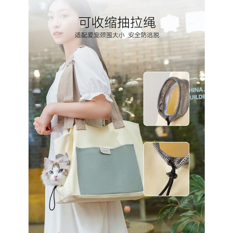 Large Capacity Breathable Canvas Portable Shoulder Pet Carrier Bag For Small Cats And Dogs Outdoor Use
