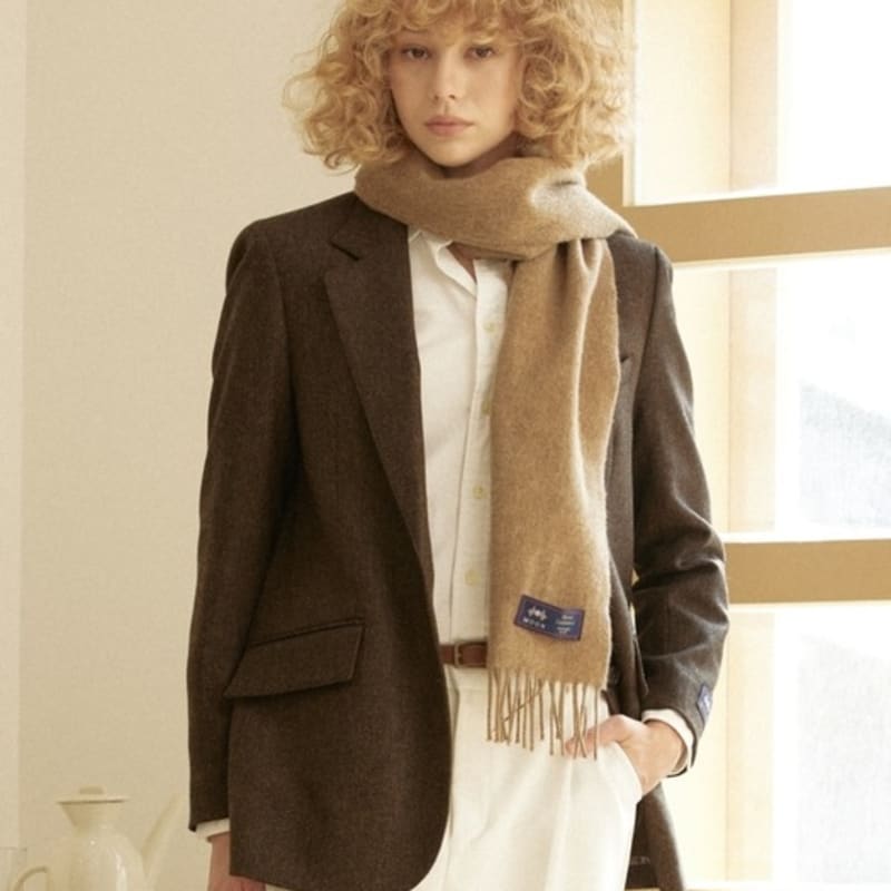 ABRAHAM MOON Merino Wool Muffler 25cm - Camel