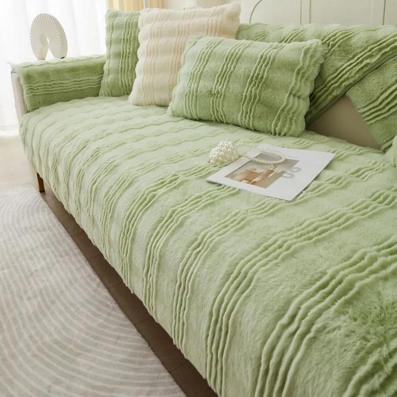 

Шикарные утолщенные чехлы из искусственного плюша с кроликом для диванов, 2, 3, 4-местные, чехлы для диванов, нескользящие, ультрамягкие, для кресел-реклайнеров, полотенца 70x70