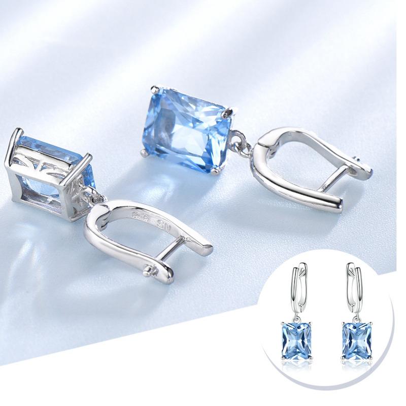 Gica Gema Boucles d'oreilles en argent Sterling S925 pour femmes, bijoux à géométrie carrée, magnifiques, de tempérament fin, cadeau d'anniversaire