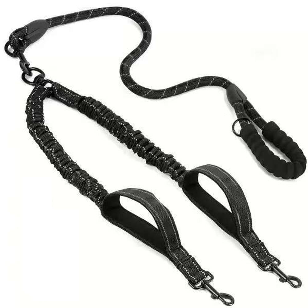 Comfortable Handle Double Head Pet Rope Reflective Pet Walking Rope Dual Dog Leash Outdoor Walking