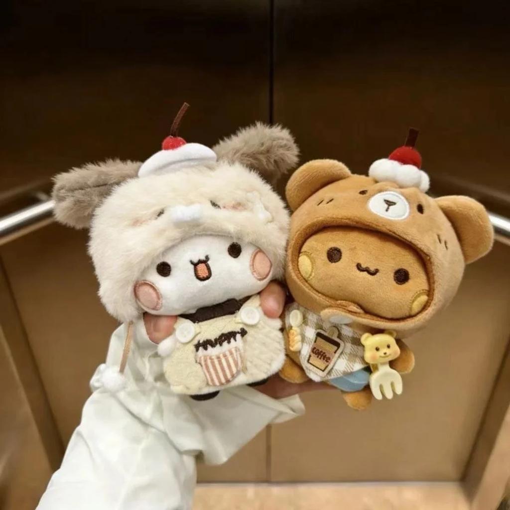 Yier Bubu Coffee Theme Plush Keychain Chef Outfit Couple Set Soft Fluffy Bag Pendant For Backpack Decor Gift Collection