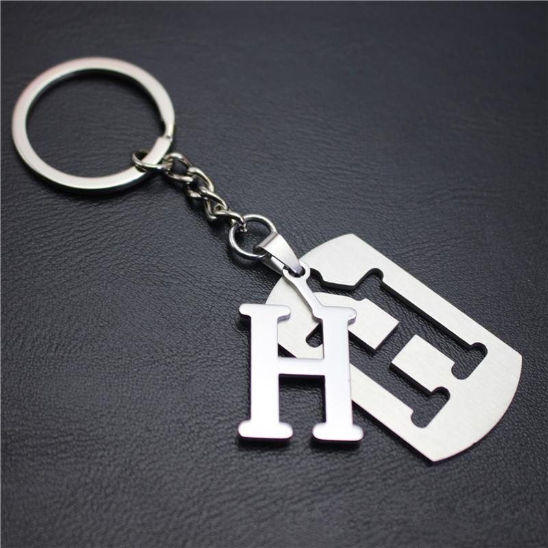 2022 DIY A-Z Letters Key Chain For Name Silver Color Steel Keychain Women Men Car Key Ring Simple Key Holder Party Gift