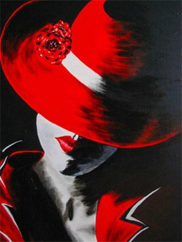 Haft diamentowy Kobiety Ręcznie Robiony Prezent Pełny Kwadrat Czerwony I Czarny Obraz Kryształki Diament Mozaika Ścienna Sztuka