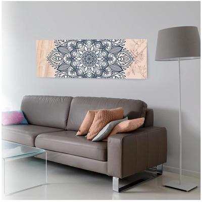 [A2230] - Vegetable Star Canvas 'Mandala' Gray Pink - 90x30 Cm