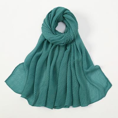 New Solid Color Simple Silver Silk Crumpled Long Towel Elegant Women's Retro Ethnic Headscarf Fashionable Plain Versatile Yarn