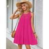 Solid Color Lace Hollow Short Sleeved Round Neck Casual Women's Dress Fashionable Street Fresh Sweet Style Summer Dress