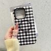 Korean plaid magnetic suction 2-in-1 suitable for Apple 16Promax mobile phone case 17 bracket 15 protective case 13/11