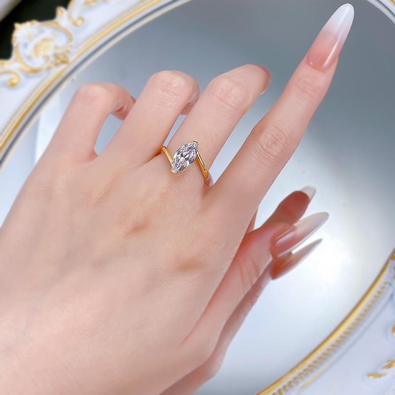 6 * 12Mm Horse Eye High Carbon Diamond Ring Ring Personality