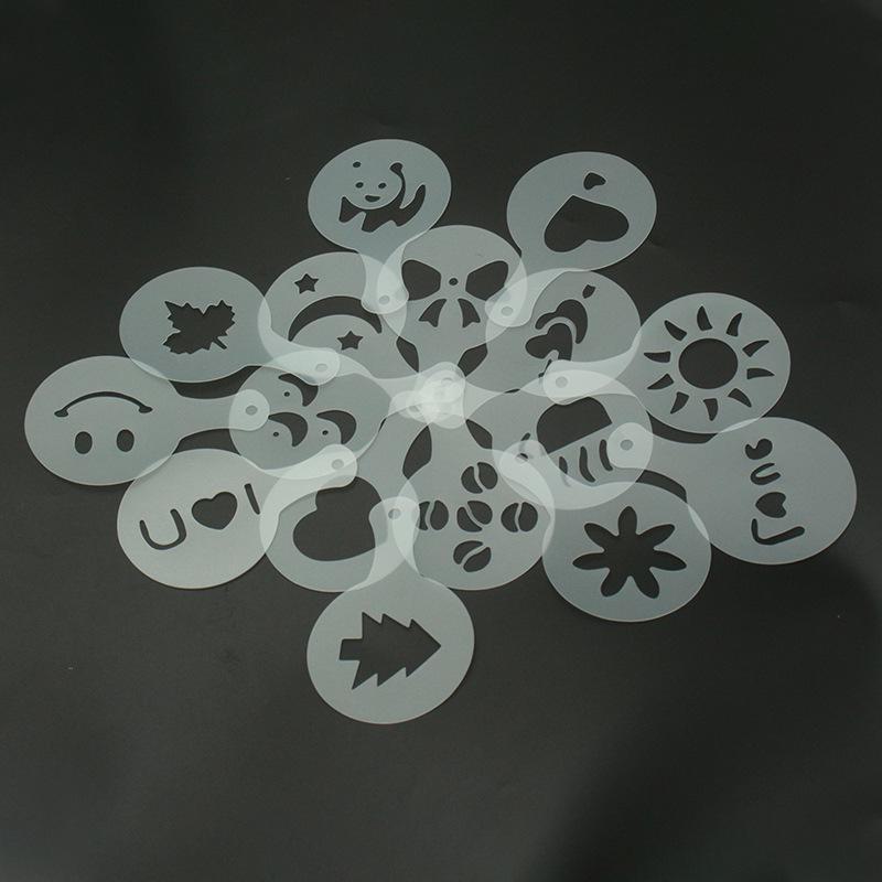 Plastic Coffee Stencil Set: 16 Thickened Templates for Fancy Milk Foam Art