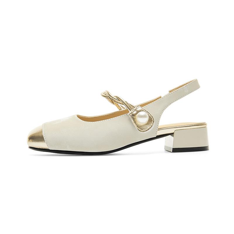 Augustine bag head sandals women's 2025 summer new French Mary Jane half slippers medium heel small fragrant single shoes