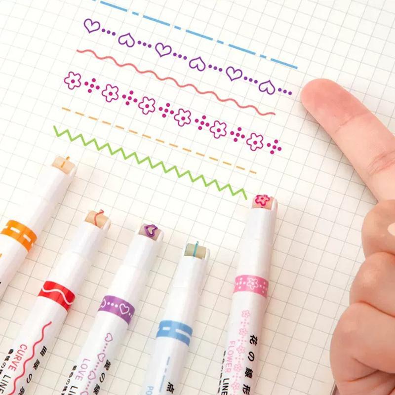3PCS/Pack Multiple Shaped Decorative Outline Pen Colored Curve Pen Writing Drawing Props for Diary Planner School Stationery ZYF