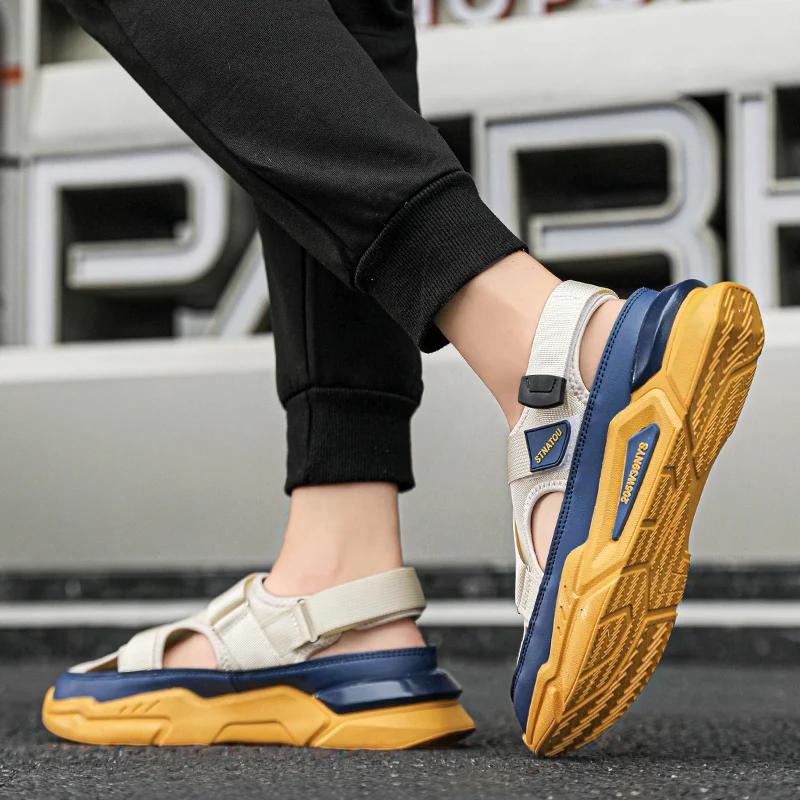 BKQU Fashion Designer Men's Sandals Breathable Casual Shoes for Men Outdoor Non Slip Beach Sandals  New Male Platform