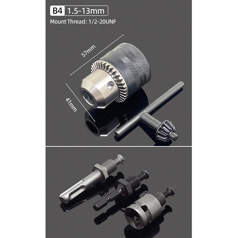 1/2"-20UNF Drill Chuck 2-13MM/1.5-10MM Quick Change 1/4" Hex Shank/SDS /1/2" Square Socket Adapter For Wrench Conversion Tools