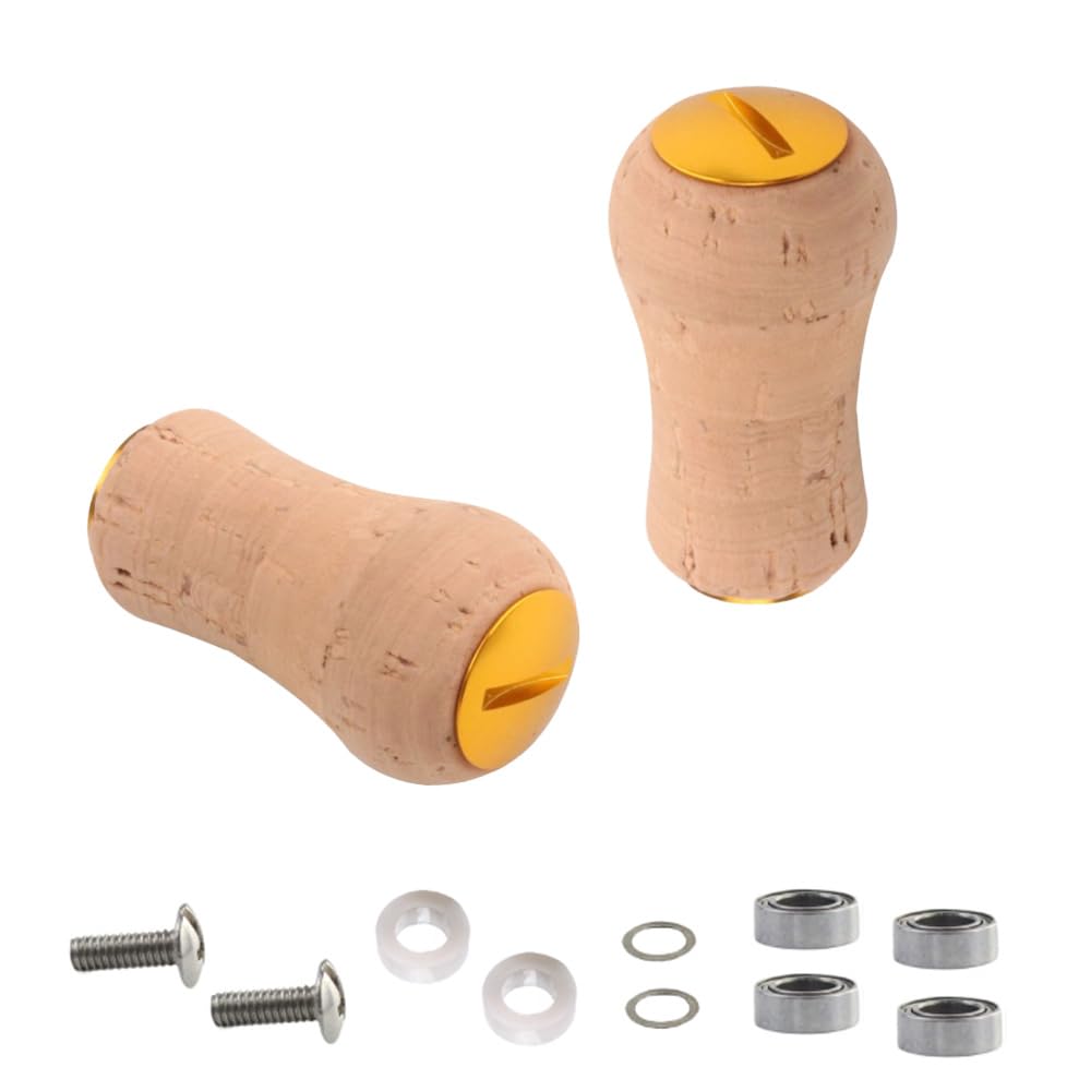 

VISPREA For Shimano Daiwa SHIMANO DAIWA Cork Wooden Knob Power Handle Knob Bait Reel Fishing Reel Handle Replacement Screw with Bearing YU323 (Gold) золотий