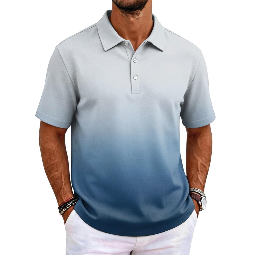 Men Short Sleeve Polo Shirt Classic Fit Lightweight Breathable Fabric Business Casual Solid Basic Collar Top