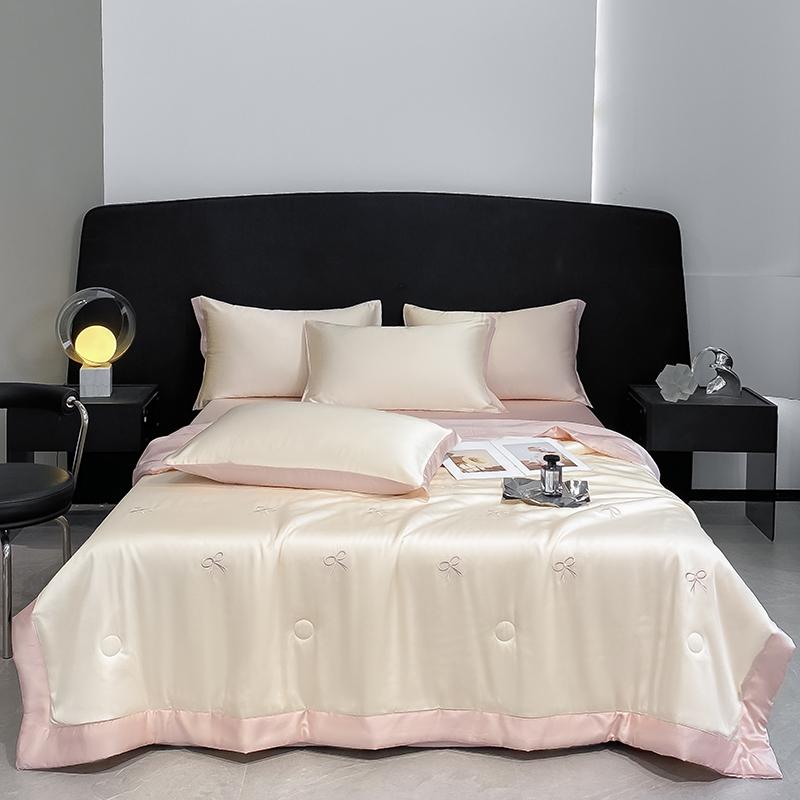 Princess Summer Quilt Korean Soft  Washed Silk Full Embroidery Tencel Cool Quilt  Women Girl For Summer Comforter Bedding