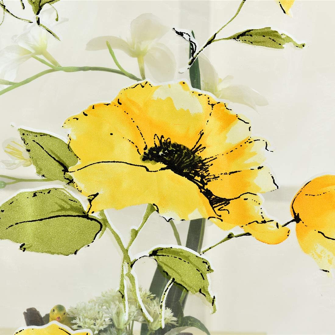 

1x2M Прозрачная вуалевая шторка с офсетной печатью Тюлевая штора для окна двери для спальни гостиной балкона кофейни - Размер 2 панели/Желтый