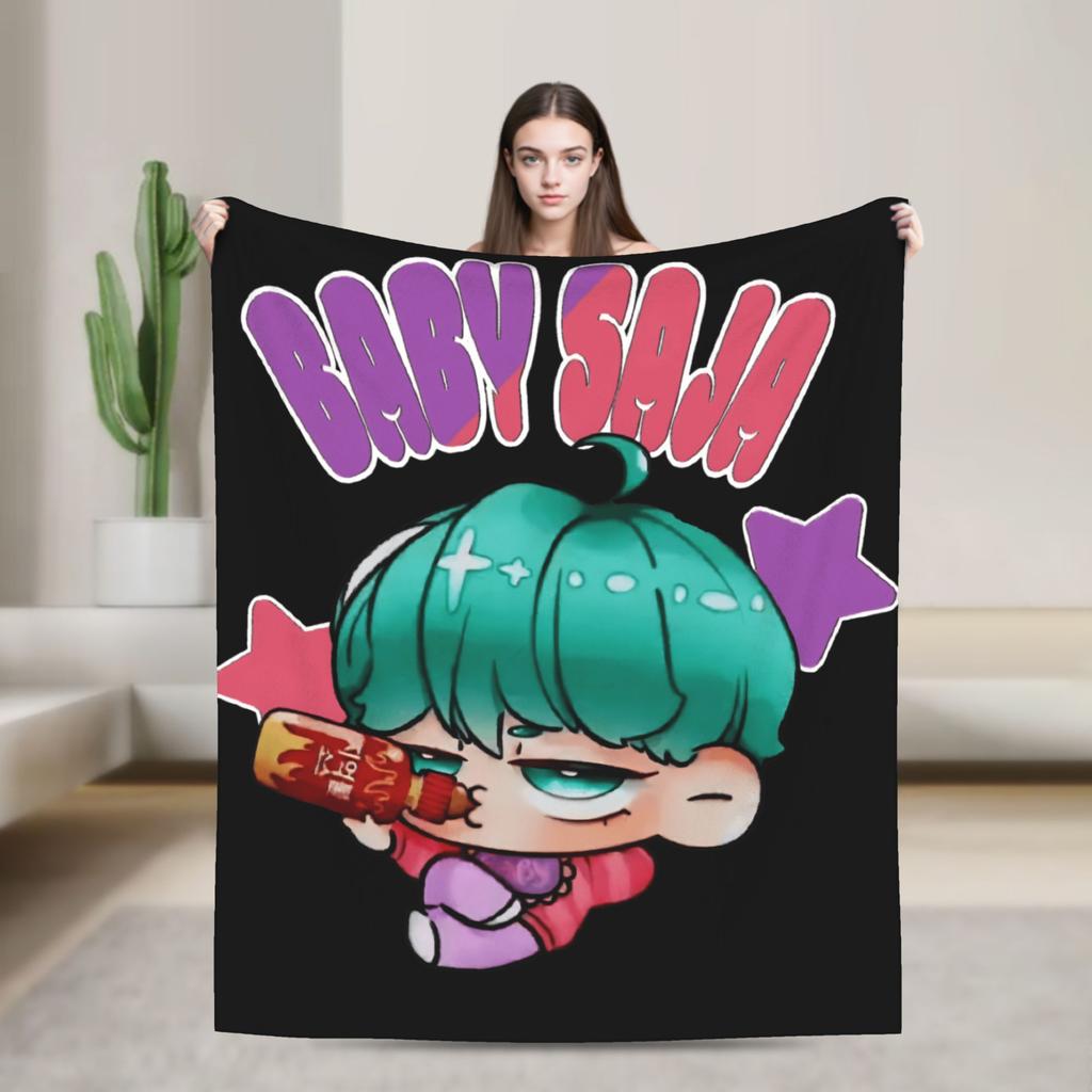 Baby Saja KPop Demon Hunters Saja Boys Blanket Warm Funny Plush Bedding Throws For Child Couch Chair Flannel Bedspread Bed Cover