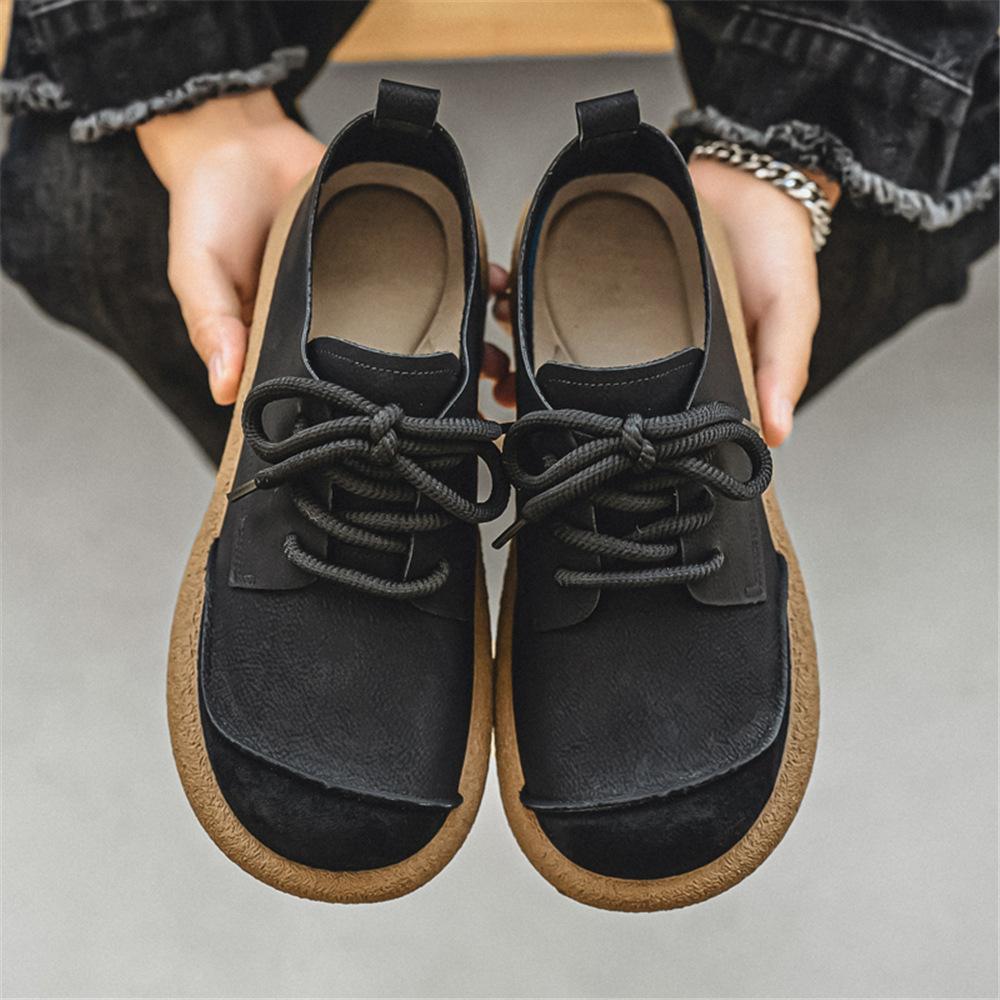 Casual Leather Shoes 2025 Winter New Low Cut Frosted Leather Oversized Shoes Size 46 Soft Leather Men's Shoes