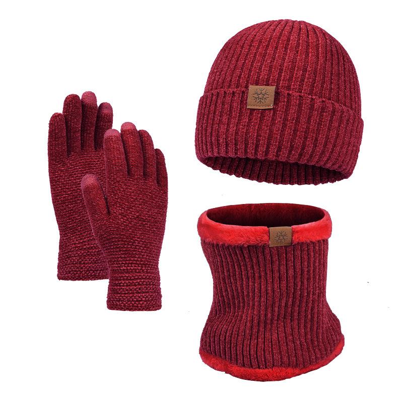 New High-end Camel Wool Scarf Men's Winter Scarf, Hat, Gloves, Gift Box Set, Birthday Gift Thickened and Cold-proof.