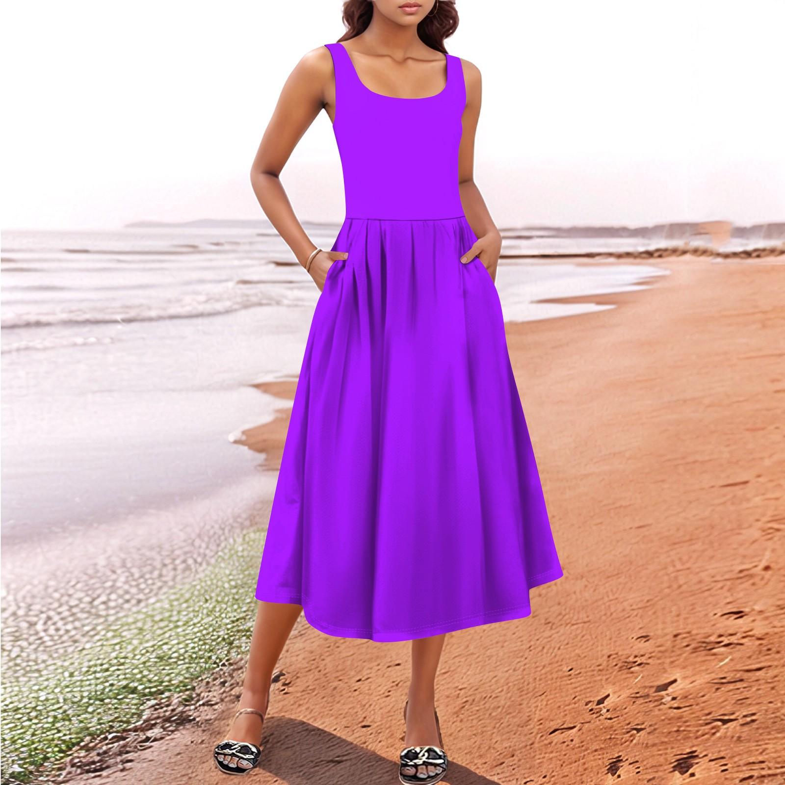 

Женские летние весенние повседневные однотонные сарафаны без рукавов пляжные платья-майки L