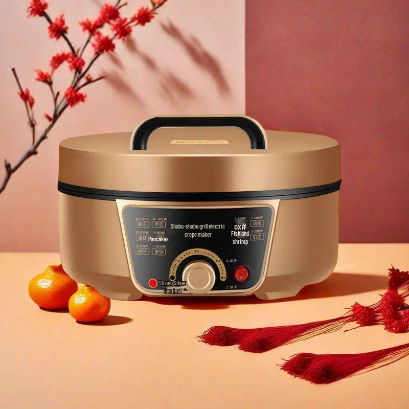 Elektrischer doppelseitiger Heiz-Crêpe-Maker mit automatischer Abschaltung und tiefer, großer Backpfanne