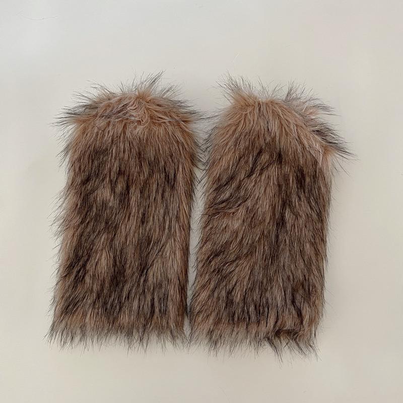 Y2K Faux Fur Fluffy Leg Warmers: Retro Scrunch Socks & Boot Covers for Fall/Winter