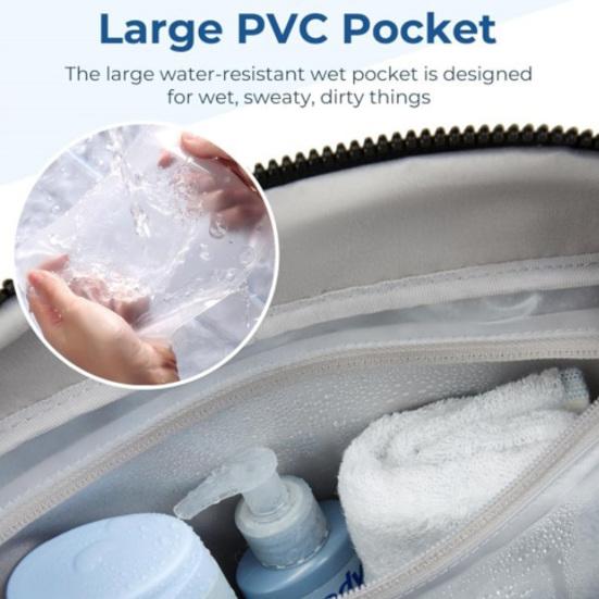 Travel Bag with Large Waterproof PVC Pocket for Wet And Dry Separation Storage Gym Bag with Handle And Shoulder Strap 5 Exterior Pockets Carry-on Bag