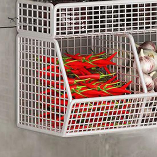 Wire Mesh Storage Basket Large Capacity Strong Load-bearing Easy Installation Wall Mounted Shelf Organizer Basket