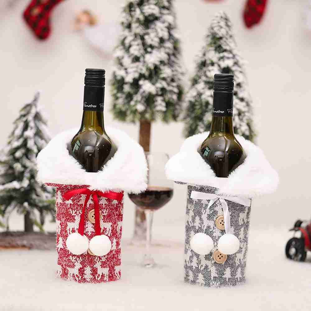 Decoration Xmas Gift Table Decor Christmas Ornaments Santa Claus Wine Bottle Cover Bottle Dress Up