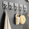 5/8PCS Bear Shape Stainless Steel Self-adhesive Hook No Punching Strong Load-bearing Sticky Hook Bathroom Kitchen Door Hook