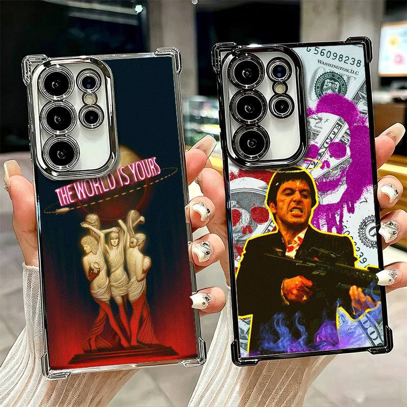 Scarface 1983 Al Pacino Plating Phone Case For Samsung Galaxy S24 S25 FE S26 Edge S23 Ultra S22 S21 Plus S20 Anti-Fall Airabag C