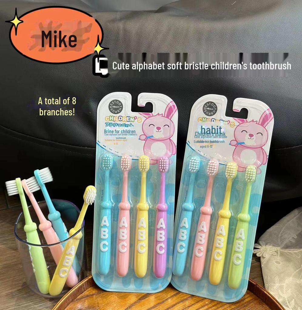 Children’s Soft-Bristle Cartoon Toothbrush, 4-Pack for Ages 3-12