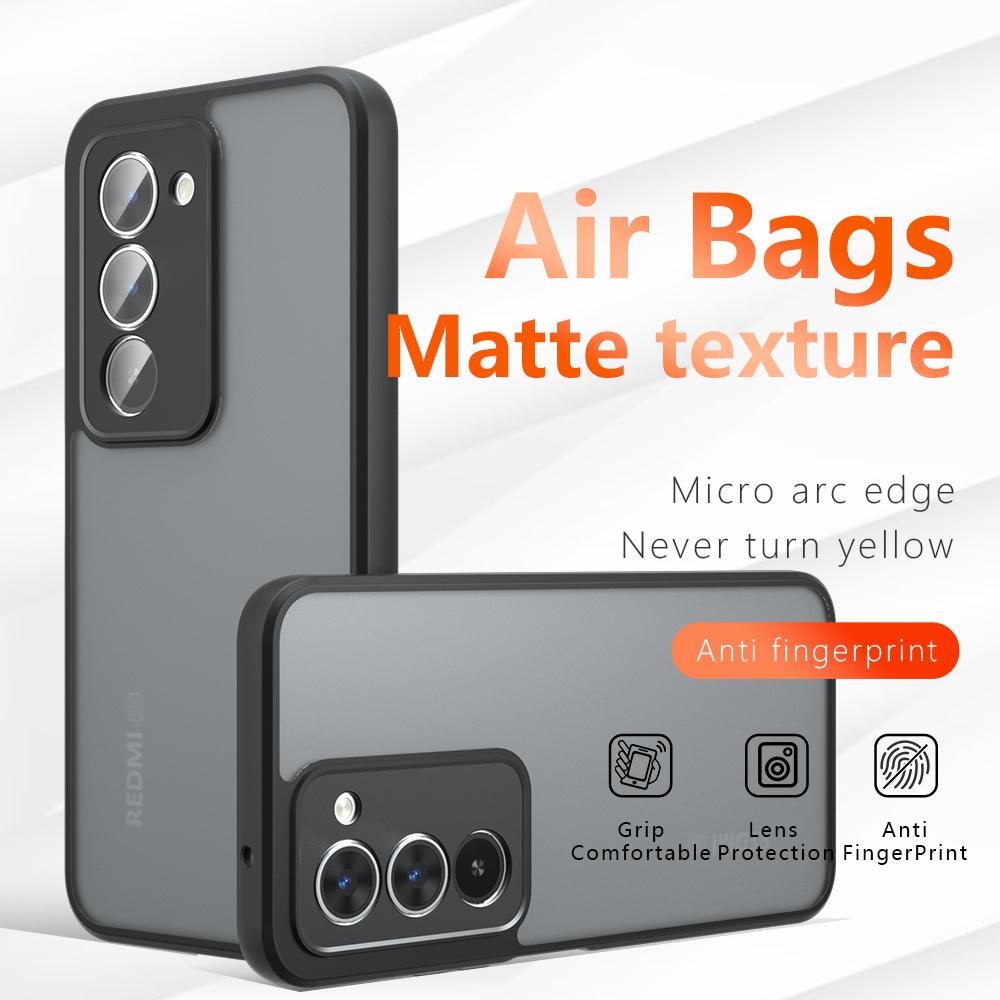 For Xiaomi Redmi 15 4G (169mm)/15 5G (Global) (169mm) Case Skin-Touch TPU + PC Matte Phone Back Cover, Transparent Black