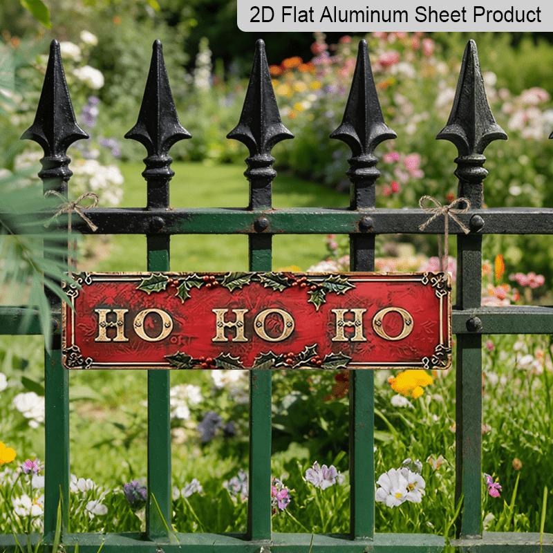 15.7×3.94inch Aluminum Vintage Ho Ho Ho Decorative Sign Plaque - 2D Flat Printed Wall Hanging Christmas Decoration