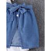 Children's Clothing Baby Casual Sleeveless Bow Trim Top + Fake Pocket Skirt Girl T Shirt Girl Skirt
