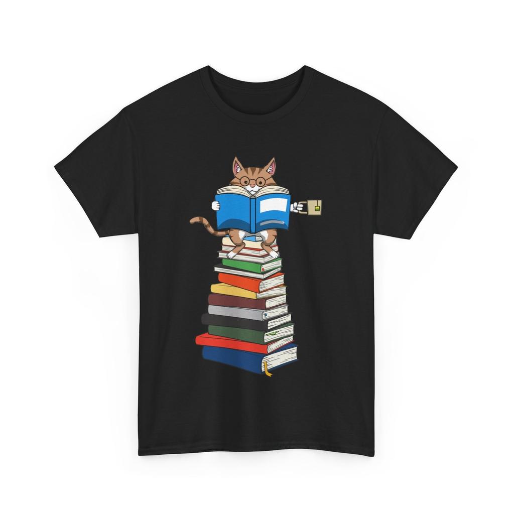 Books Cat T-Shirt, Bookworm Book Readers Cat Lovers Women Men Shirt