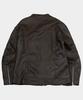 Placestudioman Vintage Track Washed Mandarin Collar Leather Jacket With Sleeve Cut-Out Details [Brown]