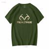 T-shirt Unisex Realtree 100% Cotone Nera Con Logo Mimetico Scegli Taglia Lavaggio Vintage Elegante Leggermente Casual Moda