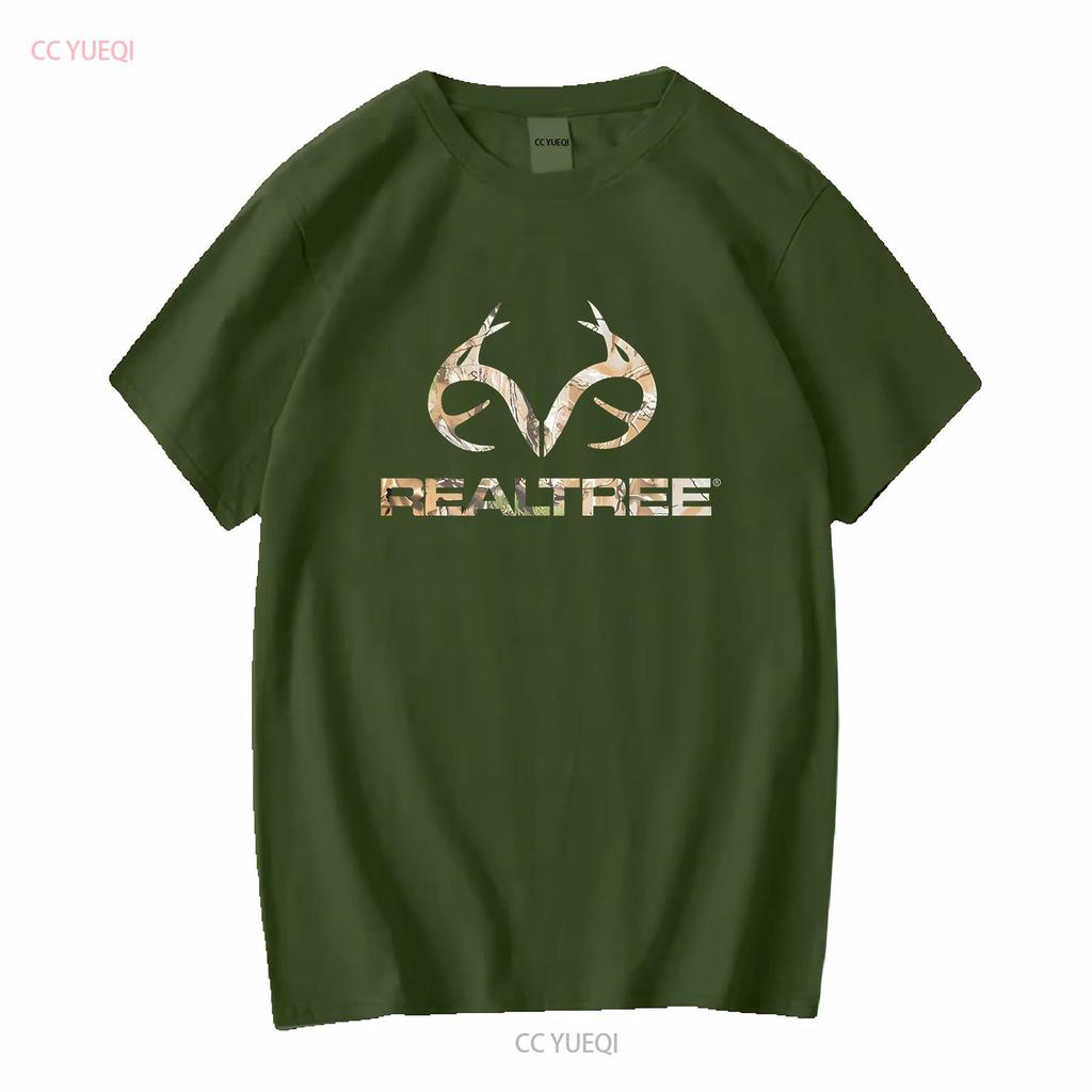 T-shirt Unisex Realtree 100% Cotone Nera Con Logo Mimetico Scegli Taglia Lavaggio Vintage Elegante Leggermente Casual Moda