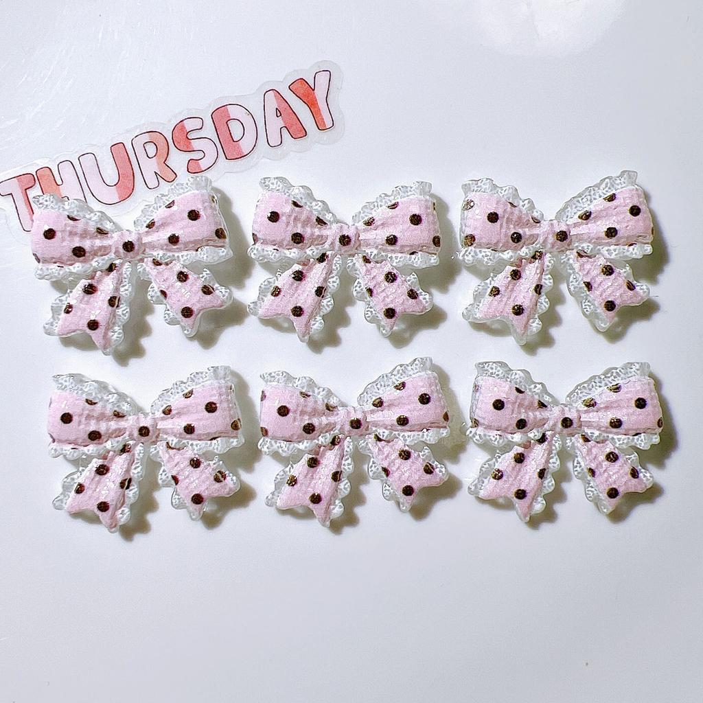 6PCS Small Dot Bowknot Charm Planar Resin Patch Jewelry Making Scrapbook Diy Party Hairpin Accessories Home Decoration Craft