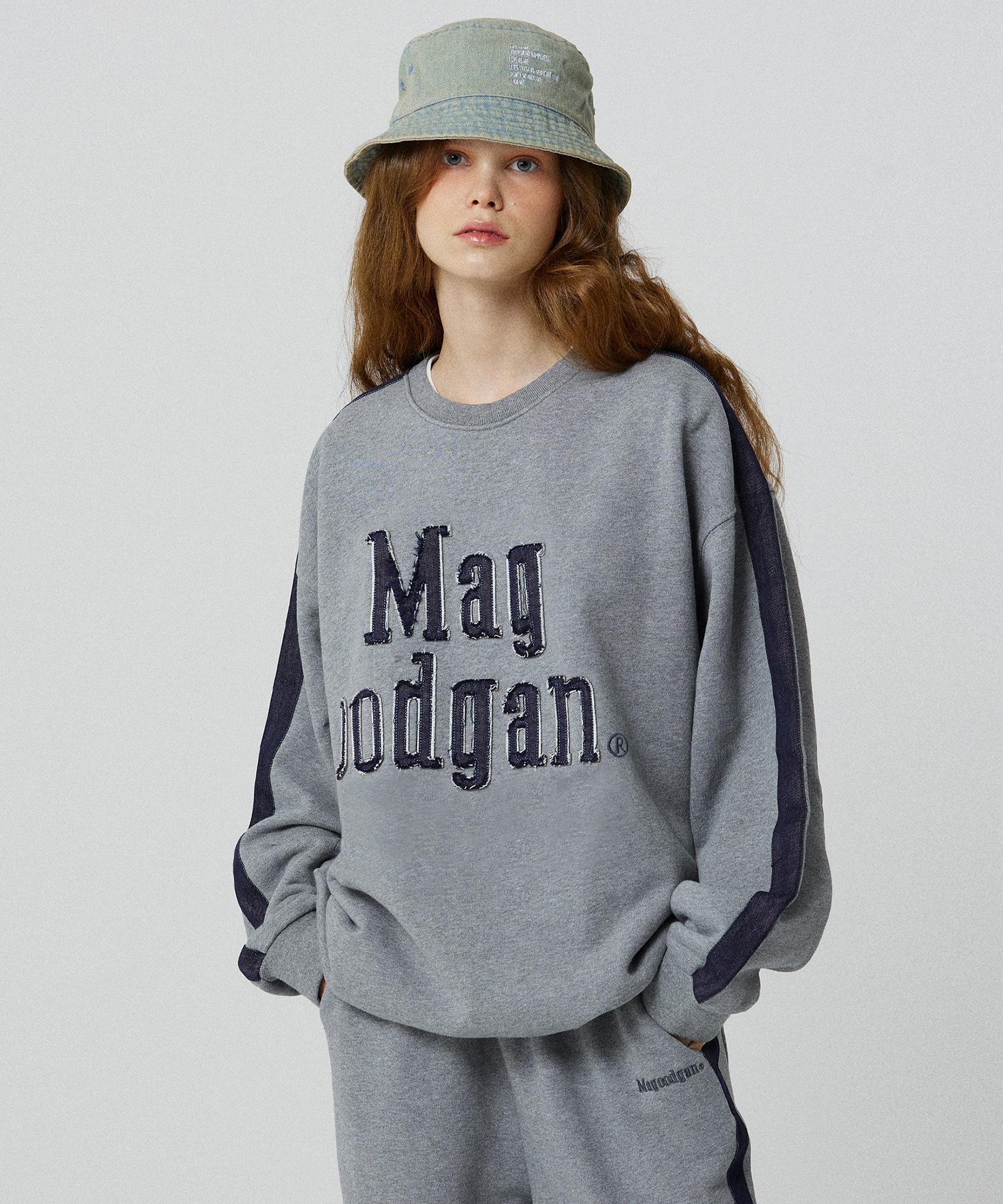 Mc Wood Gun Akarit 3321A Denim Patchwork Oversized Melange Grey Setup Sweatshirt L