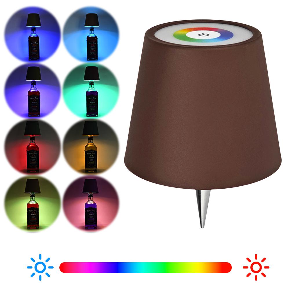 LED Table Lamp Rechargeable RGB Bottle Lamp 2000mAh Dimmable Cordless Bottle Light for Bedroom Restaurant & Bar Christmas Gifts